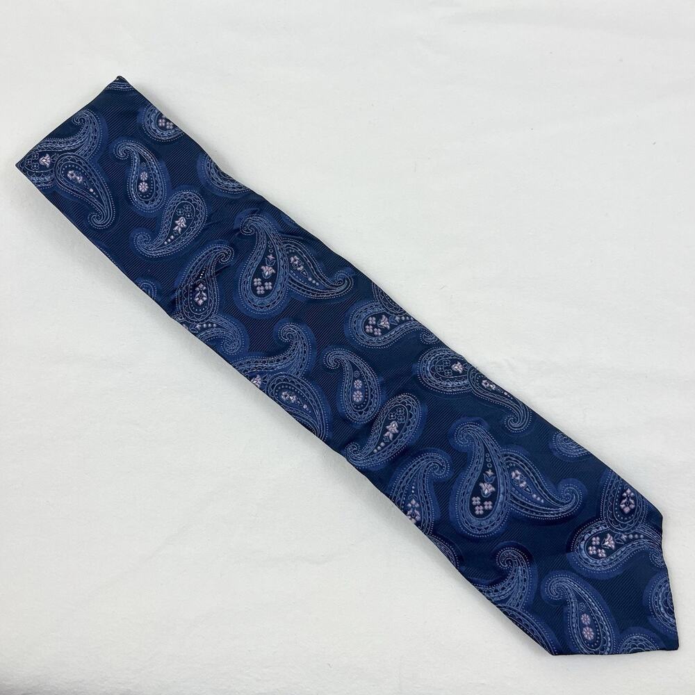 NWT Daniel Cremieux Paisley Silk Tie Blue Handmade In USA